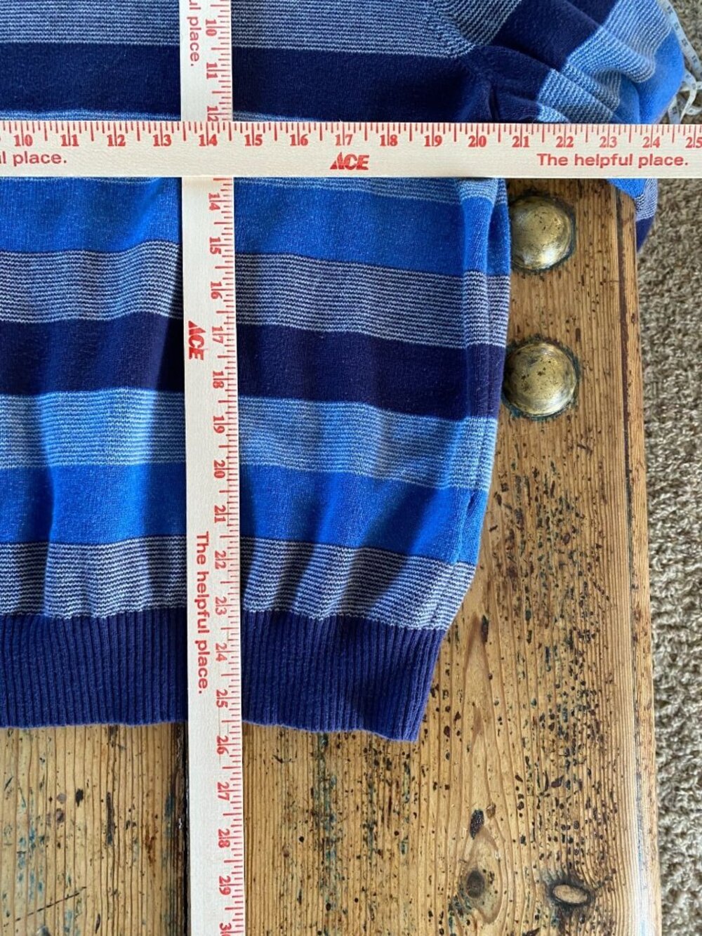 Club Room Mens Striped V-Neck Sweater Blue Gray 100% Cotton XXL Pullover - Picture 6 of 6